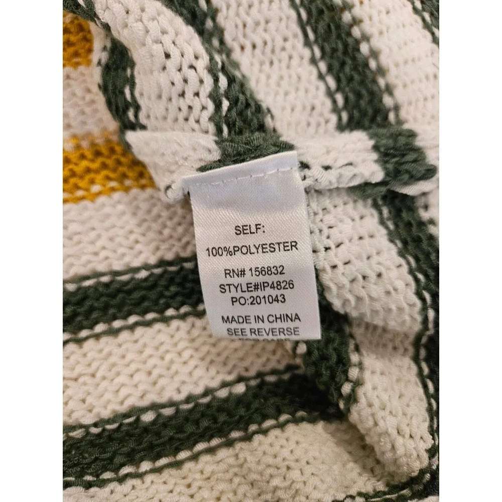 BiBi Womens Mardi Gras Striped Knit Sweater Purple Gold Green Lightweight Size L